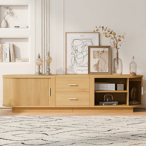 English Elm U-can Wood Grain Tv Stand Fits 70 Inch Televisions with Sliding Hidden Storage Drawers Acacia Wood N724P420639W