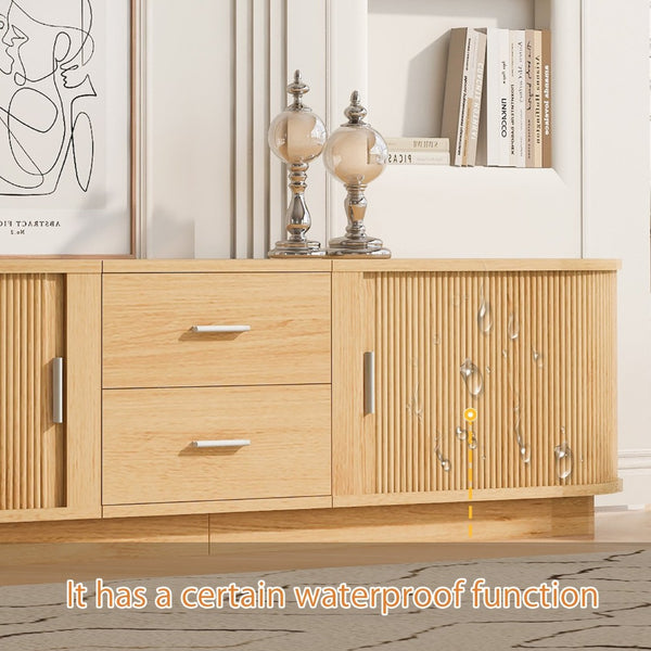 English Elm U-can Wood Grain Tv Stand Fits 70 Inch Televisions with Sliding Hidden Storage Drawers Acacia Wood N724P420639W