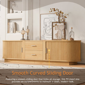 English Elm U-can Wood Grain Tv Stand Fits 70 Inch Televisions with Sliding Hidden Storage Drawers Acacia Wood N724P420639W