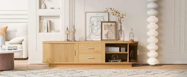 English Elm U-can Wood Grain Tv Stand Fits 70 Inch Televisions with Sliding Hidden Storage Drawers Acacia Wood N724P420639W