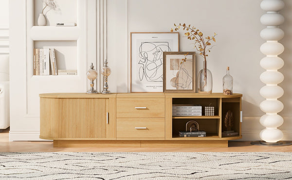 English Elm U-can Wood Grain Tv Stand Fits 70 Inch Televisions with Sliding Hidden Storage Drawers Acacia Wood N724P420639W