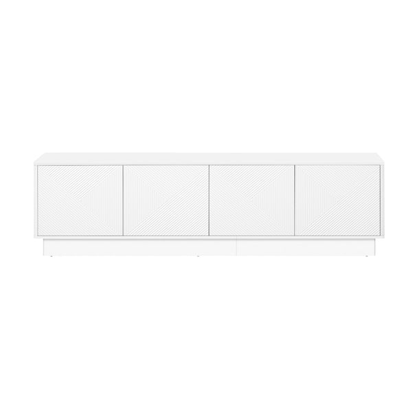 English Elm U-can Wave Front Media Console with Led Lighting and Adjustable Shelves for 75 Inch Tvs White N724P426846K
