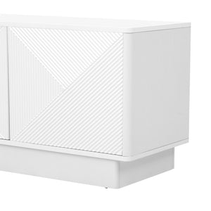 English Elm U-can Wave Front Media Console with Led Lighting and Adjustable Shelves for 75 Inch Tvs White N724P426846K