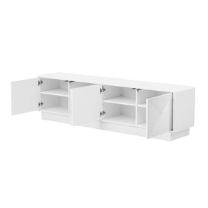 English Elm U-can Wave Front Media Console with Led Lighting and Adjustable Shelves for 75 Inch Tvs White N724P426846K