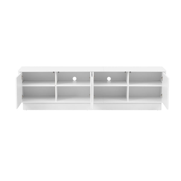 English Elm U-can Wave Front Media Console with Led Lighting and Adjustable Shelves for 75 Inch Tvs White N724P426846K
