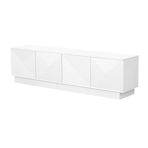 English Elm U-can Wave Front Media Console with Led Lighting and Adjustable Shelves for 75 Inch Tvs White N724P426846K
