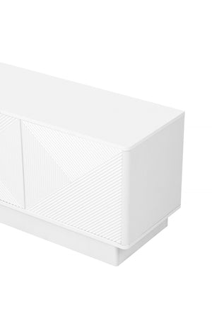 English Elm U-can Wave Front Media Console with Led Lighting and Adjustable Shelves for 75 Inch Tvs White N724P426846K