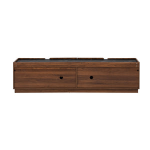 English Elm U-can Wave Front Media Console with Led Lighting and Adjustable Shelves for 75 Inch Tvs Tiger N724P426854D
