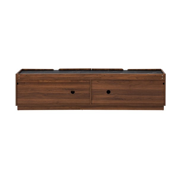 English Elm U-can Wave Front Media Console with Led Lighting and Adjustable Shelves for 75 Inch Tvs Tiger N724P426854D