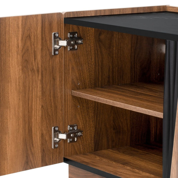 English Elm U-can Wave Front Media Console with Led Lighting and Adjustable Shelves for 75 Inch Tvs Tiger N724P426854D