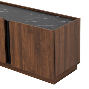English Elm U-can Wave Front Media Console with Led Lighting and Adjustable Shelves for 75 Inch Tvs Tiger N724P426854D