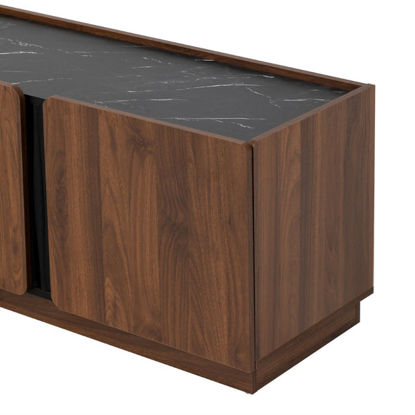 English Elm U-can Wave Front Media Console with Led Lighting and Adjustable Shelves for 75 Inch Tvs Tiger N724P426854D