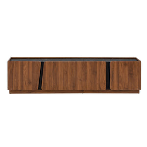 English Elm U-can Wave Front Media Console with Led Lighting and Adjustable Shelves for 75 Inch Tvs Tiger N724P426854D