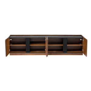 English Elm U-can Wave Front Media Console with Led Lighting and Adjustable Shelves for 75 Inch Tvs Tiger N724P426854D