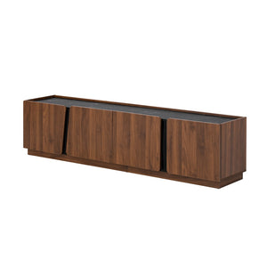 English Elm U-can Wave Front Media Console with Led Lighting and Adjustable Shelves for 75 Inch Tvs Tiger N724P426854D
