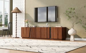 English Elm U-can Wave Front Media Console with Led Lighting and Adjustable Shelves for 75 Inch Tvs Tiger N724P426854D