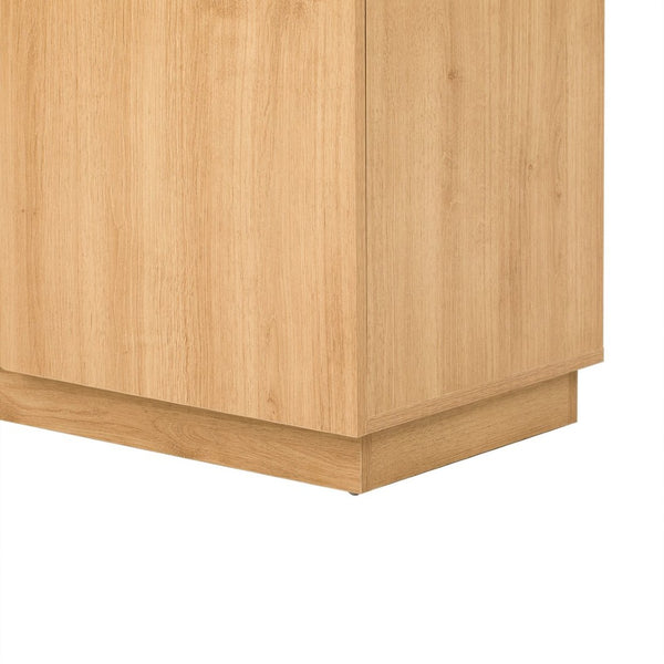 English Elm U-can Wave Front Media Console with Led Lighting and Adjustable Shelves for 75 Inch Tvs Oak N724P426854M