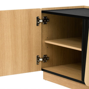English Elm U-can Wave Front Media Console with Led Lighting and Adjustable Shelves for 75 Inch Tvs Oak N724P426854M