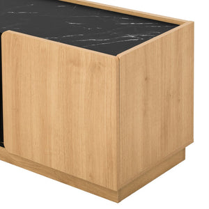 English Elm U-can Wave Front Media Console with Led Lighting and Adjustable Shelves for 75 Inch Tvs Oak N724P426854M