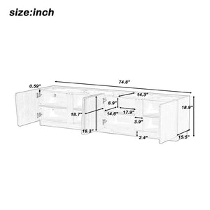 English Elm U-can Wave Front Media Console with Led Lighting and Adjustable Shelves for 75 Inch Tvs Oak N724P426854M