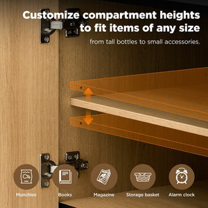 English Elm U-can Wave Front Media Console with Led Lighting and Adjustable Shelves for 75 Inch Tvs Oak N724P426854M