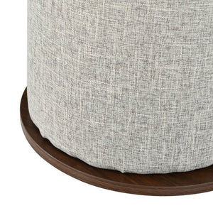 English Elm U-Can Walnut Round Side Table with Pull-Out Stool and Slot Storage for Living Room N724P436823M