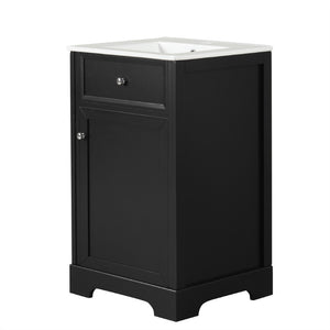 English Elm 20 Inch Matte Black Bathroom Vanity with Ceramic Sink Soft Close Cabinet Storage N725P218017B