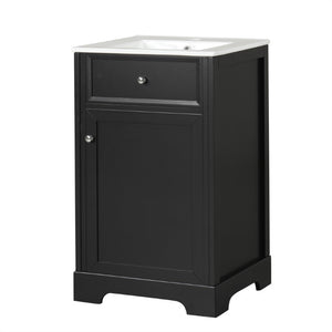 English Elm 20 Inch Matte Black Bathroom Vanity with Ceramic Sink Soft Close Cabinet Storage N725P218017B
