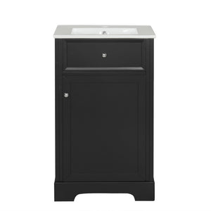 English Elm 20 Inch Matte Black Bathroom Vanity with Ceramic Sink Soft Close Cabinet Storage N725P218017B