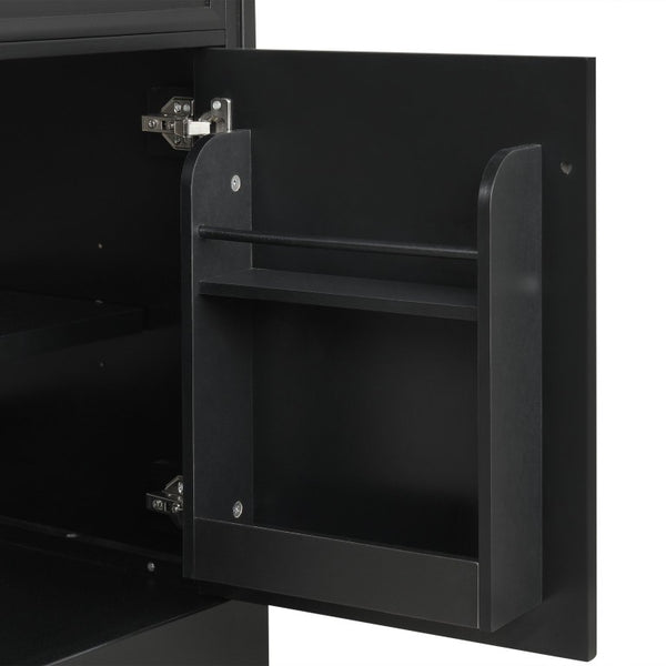 English Elm 20 Inch Matte Black Bathroom Vanity with Ceramic Sink Soft Close Cabinet Storage N725P218017B