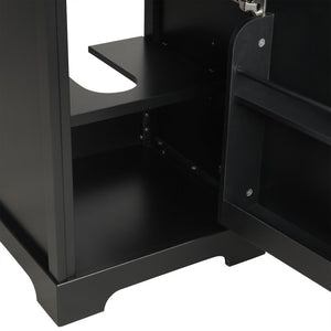 English Elm 20 Inch Matte Black Bathroom Vanity with Ceramic Sink Soft Close Cabinet Storage N725P218017B