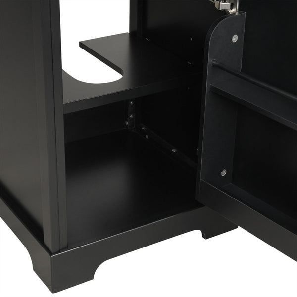 English Elm 20 Inch Matte Black Bathroom Vanity with Ceramic Sink Soft Close Cabinet Storage N725P218017B