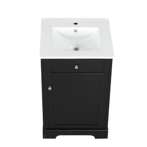 English Elm 20 Inch Matte Black Bathroom Vanity with Ceramic Sink Soft Close Cabinet Storage N725P218017B