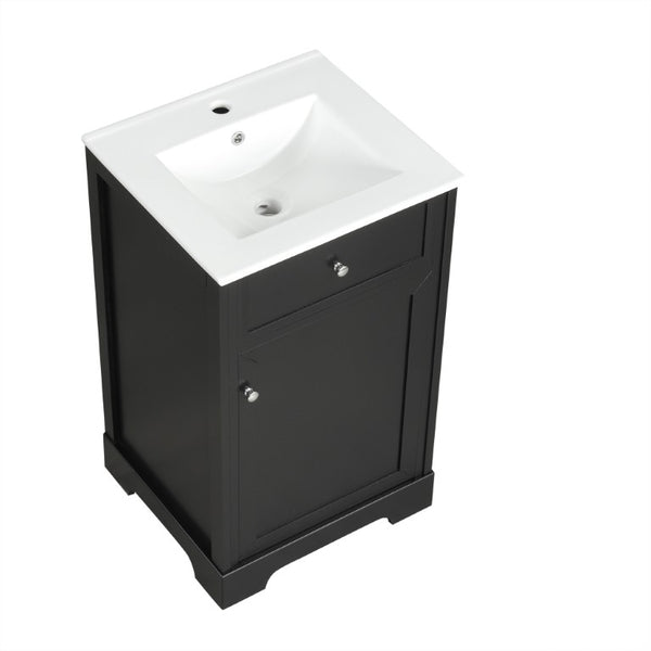 English Elm 20 Inch Matte Black Bathroom Vanity with Ceramic Sink Soft Close Cabinet Storage N725P218017B