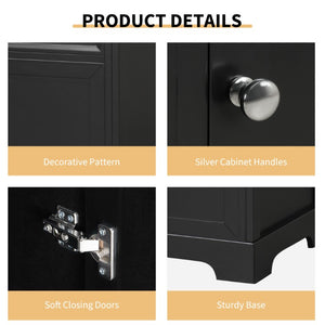 English Elm 20 Inch Matte Black Bathroom Vanity with Ceramic Sink Soft Close Cabinet Storage N725P218017B