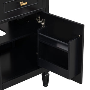 English Elm 20-Inch Freestanding Bathroom Vanity Solid Rubberwood Ceramic Sink Soft-Close Cabinet Black N725P269693B