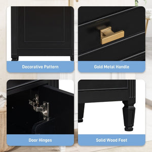 English Elm 20-Inch Freestanding Bathroom Vanity Solid Rubberwood Ceramic Sink Soft-Close Cabinet Black N725P269693B