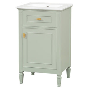 English Elm 20-Inch Freestanding Bathroom Vanity Solid Rubberwood Ceramic Sink Soft-Close Cabinet Green N725P269693F