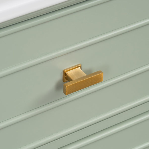 English Elm 20-Inch Freestanding Bathroom Vanity Solid Rubberwood Ceramic Sink Soft-Close Cabinet Green N725P269693F