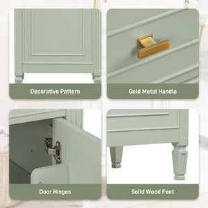 English Elm 20-Inch Freestanding Bathroom Vanity Solid Rubberwood Ceramic Sink Soft-Close Cabinet Green N725P269693F