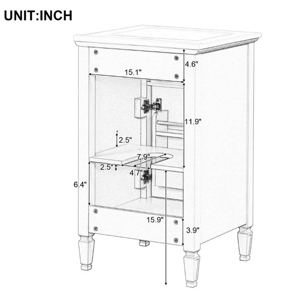 English Elm 20-Inch Freestanding Bathroom Vanity Solid Rubberwood Ceramic Sink Soft-Close Cabinet Green N725P269693F