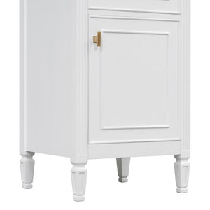 English Elm 20-Inch Freestanding Bathroom Vanity Solid Rubberwood Ceramic Sink Soft-Close Cabinet White N725P269693K
