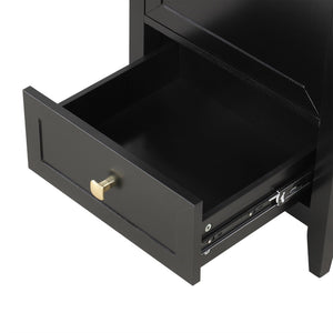 English Elm 20" Freestanding Bathroom Vanity Matte Black Ceramic Sink Soft Close Cabinet Drawer N725P351851B