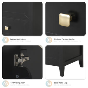 English Elm 20" Freestanding Bathroom Vanity Matte Black Ceramic Sink Soft Close Cabinet Drawer N725P351851B