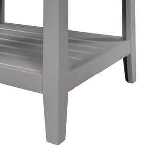 English Elm Video 24 Inch Freestanding Bathroom Vanity with Ceramic Basin Open Shelf Birch Wood Frame Grey N725P415556E
