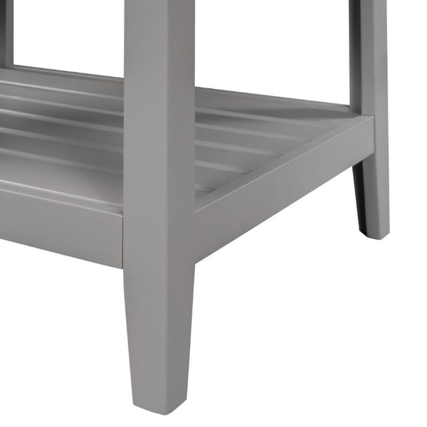 English Elm Video 24 Inch Freestanding Bathroom Vanity with Ceramic Basin Open Shelf Birch Wood Frame Grey N725P415556E