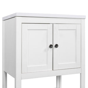 English Elm Video 24 Inch Freestanding Bathroom Vanity with Ceramic Basin Open Shelf Birch Wood Frame White N725P415556K
