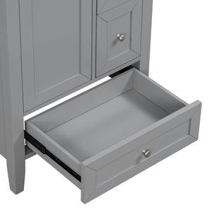 English Elm 24 Inch Freestanding Bathroom Vanity Solid Poplar Frame Ceramic Sink Modern Storage Grey N725P448532E