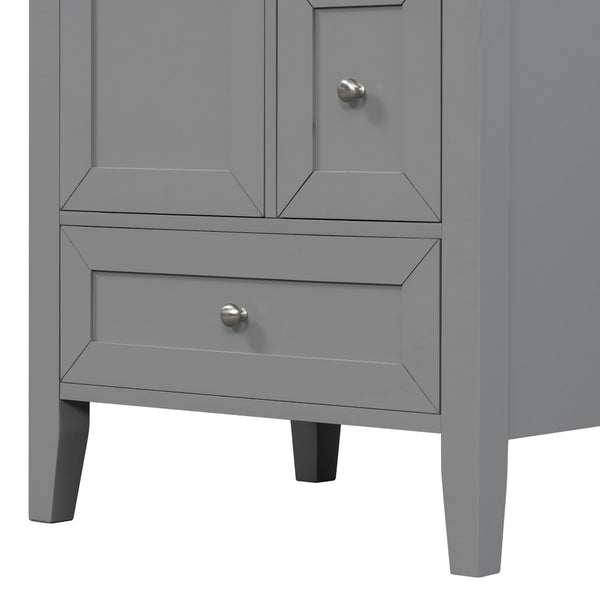 English Elm 24 Inch Freestanding Bathroom Vanity Solid Poplar Frame Ceramic Sink Modern Storage Grey N725P448532E
