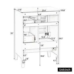English Elm 24 Inch Freestanding Bathroom Vanity Solid Poplar Frame Ceramic Sink Modern Storage Grey N725P448532E